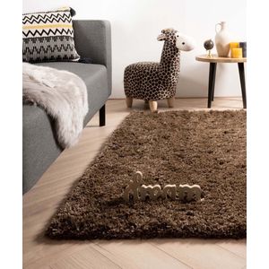 Hoogpolig vloerkleed - Cozy Shaggy - bruin 80x150 cm