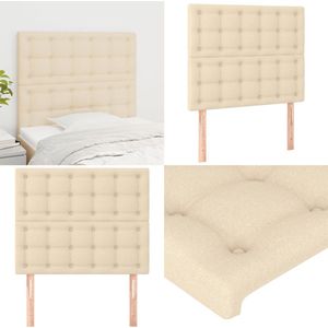 vidaXL Hoofdborden 2 st 90x5x78/88 cm stof crèmekleurig - Hoofdbord - Hoofdborden - Hoofdeinde - Houten Hoofdbord