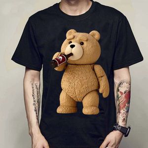 beren print Schattige Teddybeer T-Shirt Zomer Korte Mouw Katoenen T-Shirt Beer Mode Design Maat M