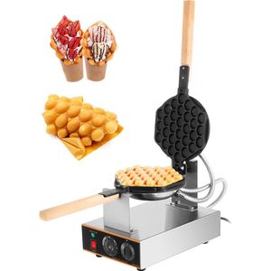 Majesticmania Wafelijzer - Elektrische Wafelijzer Machine - Wafelmaker - Poffertjespan - Poffertjesmaker - Bubble Wafelijzer – Roestvrijstaal - Wafel Bakken Machine - 1400W