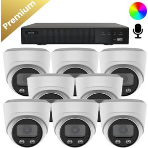 8x Beveiligingscamera set – Bedraad – Sony Dome Premium Full Color 4K – Wit