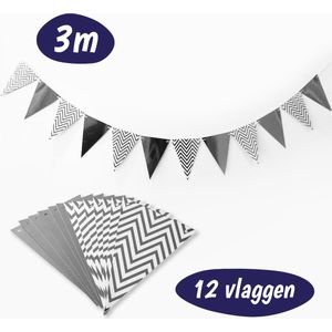 Luxe Vlaggenlijn Zilver - 3 meter - Vlaggetjes Slinger - Verjaardag Versiering - Verjaardag Decoratie