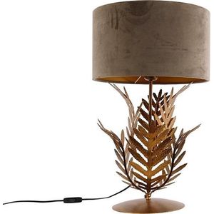QAZQA botanica - Landelijke Tafellamp met kap - 1 lichts - H 60 cm - Taupe - Woonkamer | Slaapkamer