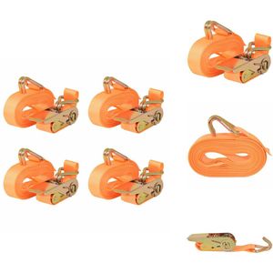 vidaXL Spanband - Spanbanden - Bagagegordel - Bagagegordels - Spanbanden 0,4 ton 6mx25mm oranje 4 st