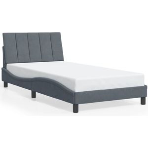 vidaXL - Bedframe - zonder - matras - 100x200 - cm - fluweel - donkergrijs