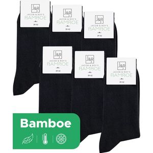 Jacob & Roy's 6 Paar Bamboe Sokken - Kousen - Heren & Dames - Zwart - Maat 47-50 - Socks - Naadloos
