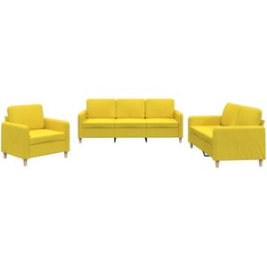 vidaXL Loungeset 3-delig met Kussens - Lichtgeel Loungebank - Bankstel - Fauteuils - Tuinset - Geel Meubilair