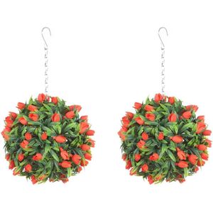 Beste kunstmatige bloem ballen - TULIP Topiary gras - weelderig lang blad - 24cm oranje