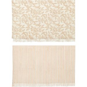 J-Line tafelkleed Indi - textiel - taupe - 2 stuks