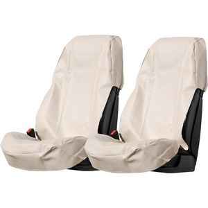 2 stuks stoelbeschermers auto autostoelhoezen autostoelhoezen werkplaats [waterdicht onderhoudsarm robuust duurzaam ] werkplaatsbeschermer kunstleer stoelbekleding beschermhoes beige