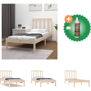 vidaXL Bedframe Grenenhout - Houten Bedframe - 195.5 x 81 x 100 cm - 75 x 190 cm - Bed - Inclusief Houtreiniger en verfrisser