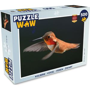 Puzzel Kolibrie - Vogel - Veren - Zwart - Legpuzzel - Puzzel 500 stukjes