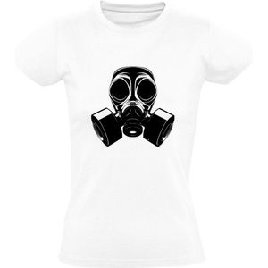 Gasmasker Dames T-shirt | gifgas | chemisch | gifstof | masker | oorlog | Wit