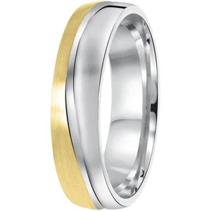 Lucardi Heren Vriendschapsring Cordoba - Ring - Cadeau - Echt Zilver - Zilver en Goudkleurig