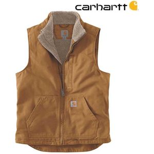 Carhartt Washed Duck Sherpa-Lined Bruin Mock-Neck Vest Heren maat M