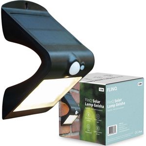 FlinQ Geisha - Solar Wandlamp - Solar Tuinverlichting - Zonne-energie - Bewegingssensor - 1.5W - Zwart