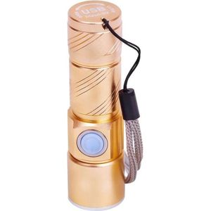 LED Handtas Zak Lamp USB oplaadbaar - Herlaadbare Rechargable Zoom Flashlight - Oplaadbare > 350 Lumen Led Zaklamp - Veiligheid - Zelfverdediging - Goudkleurig