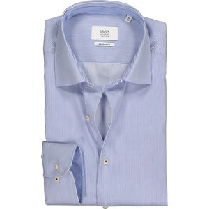 ETERNA 1863 modern fit premium overhemd - 2-ply twill heren overhemd - blauw met wit gestreept - Strijkvrij - Boordmaat: 44