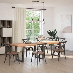 vidaXL - Eettafel - met - natuurlijke - rand - 280x100x74 - cm - massief - eikenhout