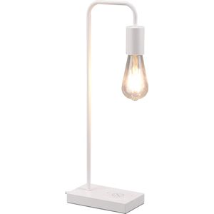 LED Tafellamp - Tafelverlichting - Torna Milaya - E27 Fitting - Rechthoek - Mat Wit - Aluminium