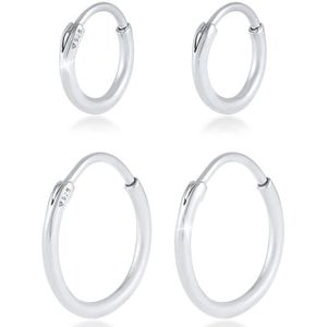 KUZZOI Heren Oorbellen Heren Creolen Set Duo Basic Trend Klassiek in 925 Sterling Zilver