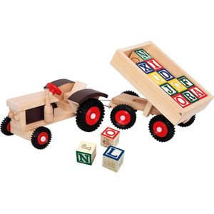 Bino Tractor Abc Junior 40 X 10 X 11 Cm Hout Naturel 17-delig