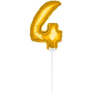 Folat - Folieballon cijfer mini Goud cijfer 4