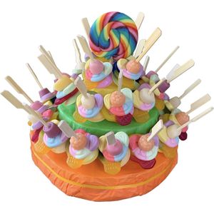 Snoeptaart - Vegan Veggie - Fleurige kleuren - Kinderfeestje - Uitdeelcadeau - 30 traktaties - In cadeauverpakking met gekleurd krullint