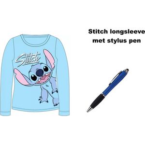 Disney Stitch T-Shirt - Longsleeve - lichtblauw - met Stylus Pen. Maat 98 cm / 3 jaar.