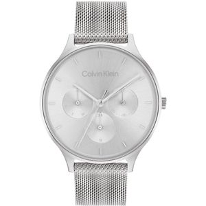 Calvin Klein CK25200104 Dames Horloge - Mineraalglas - Roestvrijstaal - Grijs/Zilver - 38 mm breed - Quartz - Druksluiting - 3 ATM (spatwater)