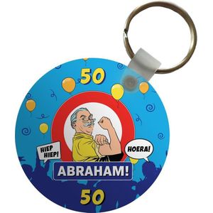 Sleutelhanger - Jubileum - 50 Jaar Abraham - Feest - Plastic - Rond - Uitdeelcadeautjes