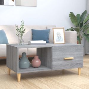 The Living Store Salontafel - Modern - Materiaal- Bewerkt hout - Afmetingen- 89.5 x 50 x 40 cm - Kleur- Grijs sonoma eiken