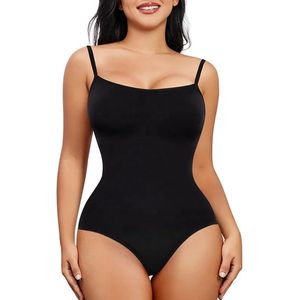 Dames Shaper bodysuit -Top Shapewear met Butt Lifting en Tummy Control- Zachte rekbare stof met dunne en verstelbare schouderbanden - Zwarte kleur- Maat XXL