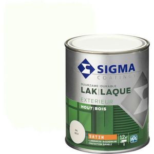Sigma Houtlak Exterieur Zijdeglans - Glansbehoud - Droog na 1,5 uur - RAL 9010 - Wit - 0.75L