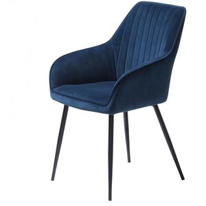 Giga Living Eetkamerstoel Nolan Stripe - Blauw Velvet - Set van 2