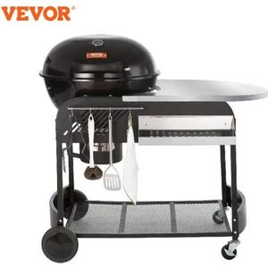 Vevor Barbecue - Met Tafel - BBQ - Houtskool - Kogelbarbecue - Houtskoolgrill - Verrijdbaar - 101 CM Hoog - 53 CM Grill - Porselein Geëmailleerd