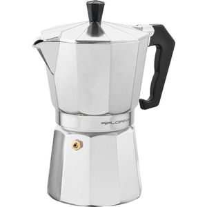 Aluminium espressomachine, 6 kopjes (150 ml), kookplaten, espressomachine, Grande, espressopot voor het bereiden van Italiaanse espresso, geschikt voor keramische kookplaten, elektrische kookplaten, gas
