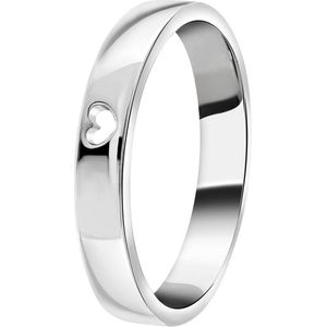 Lucardi Dames ring met uitgesneden hart - Ring - Cadeau - Echt Zilver - Zilverkleurig