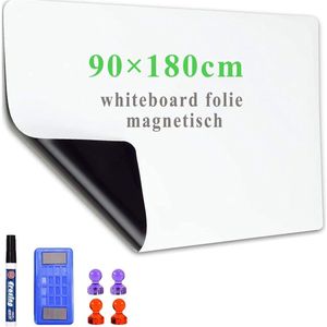 Magnetisch Whiteboard Folie 180*90CM Zelfklevende Weekplanner Whiteboard Papier inclusief Marker en Wisser - Muursticker voor Gladde Oppervlakken op School, Kantoor, Thuis