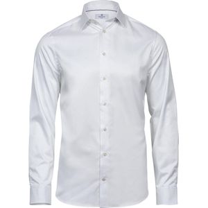 Tee Jays Heren Luxe Slim Fit Lange Mouw Oxford Shirt (Wit)