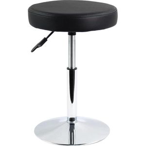 Schemel ronde kunstleren kruk in hoogte verstelbare draaistoel bureaustoel voor thuiskantoor klein (zwart)