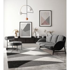 Modern design woon- of slaapkamer tapijts-sGeometrische patronen - Grijs 120x160s-sBinnen - The Carpet PEARL