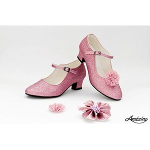 Prinsessenschoen-prinses-gesp schoen-hak schoen-pumps-bruidsmeisje schoenen-roze (mt 22)