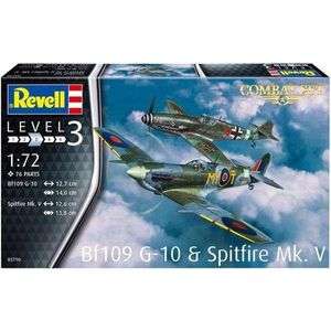 1:72 Revell 03710 Messerschmitt Bf109G-10 + Spitfire Mk.V - Combat Set Plastic Modelbouwpakket