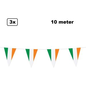 3x Vlaggenlijn Ierland 10 meter - Landen festival thema feest vlaglijn verjaardag fun party