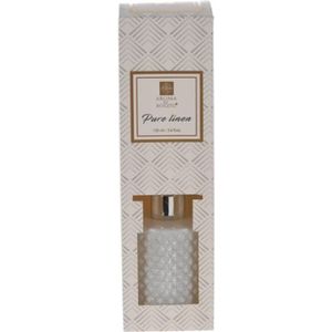 Sjieke Geurstokjes Diffuser Aroma di Rogito - PURE LINEN - Wit - Glas / Kunststof - Geurstokjes - Luxe design fles - 100 ml - Moederdag - Moederdag Cadeautje
