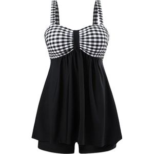 Dameszwempak met buikcontrole, V-hals, Monokini, Hoge Taille, Sportbadpak, Geruffeld