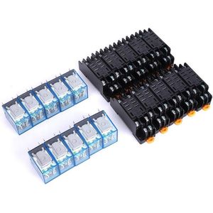 10 stks-set 8-pins relais + basis LY2NJ DC 24V - universeel vermogensrelais - elektronisch relais - 2 NO 2 NC - 18000 keer-uur .