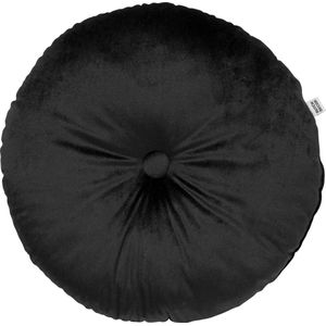 Dutch Decor - OLLY - Sierkussen rond velvet Ø40 cm - Raven - zwart