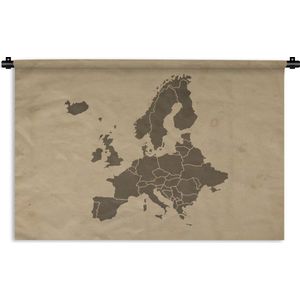 Wandkleed EuropakaartenKerst illustraties - Europakaart in bruine kleuren Wandkleed katoen 90x60 cm - Wandtapijt met foto